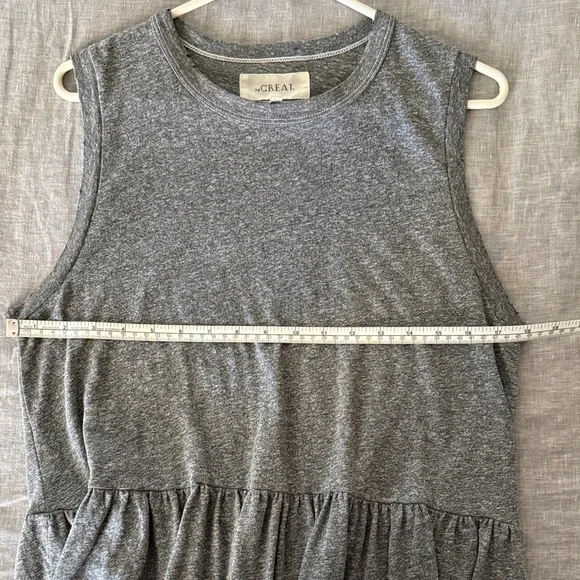 THE GREAT. Heather Gray Peplum Tank Top - Picture 6 of 8